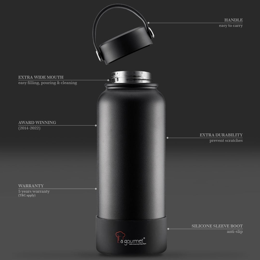 La Gourmet Ritz 800ml Thermal Bottle Keep Hot/Cold - Black / Red / Yellow