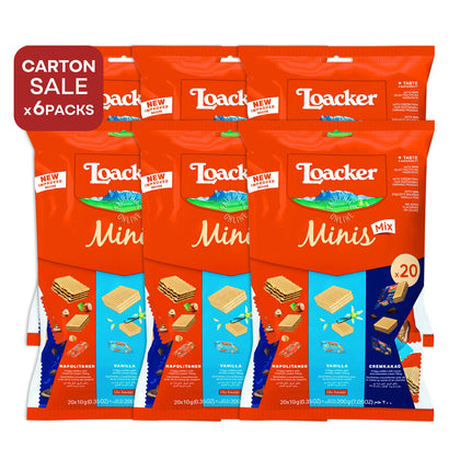[ONLINE EXCLUSIVE Carton Sale] Loacker Classic Minis Mix Crispy Wafers 6 packs x 200g (Best Before End: Dec 2026)