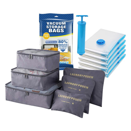 [ONLINE EXCLUSIVE] MAX 11pcs Travel Organizer Bundle – 6 Packing Organizers Set + 5 Vacuum Storage Bags with FREE Hand Pump