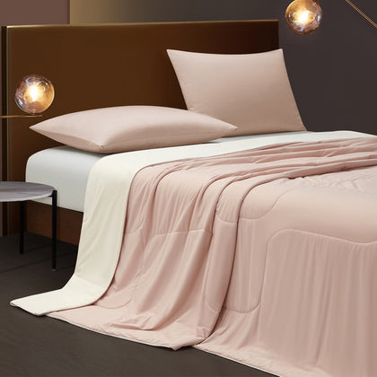 MARIE CLAIRE Cooling Blanket Solid Colour -  Light Beige / Rudy Pink