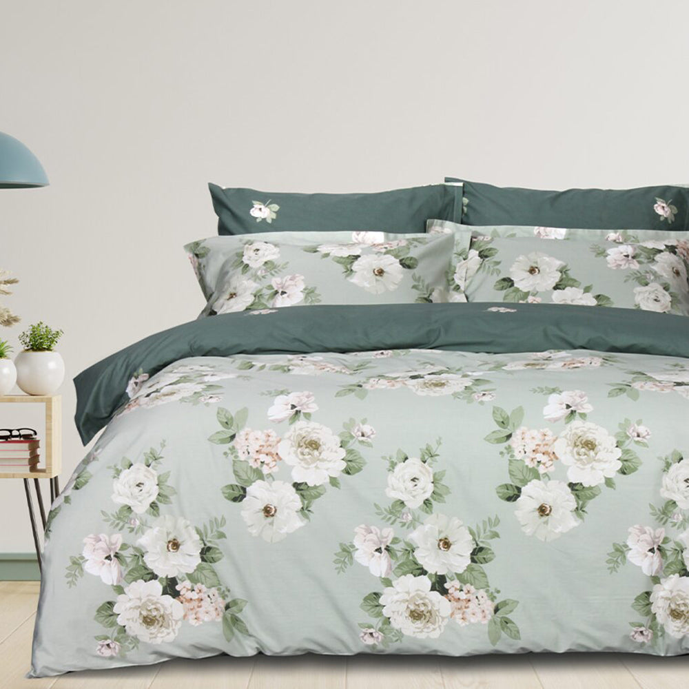 Marie Claire Lumine Collection 100% Printed Cotton (Jade) - Fitted Sheet Set/Bed Set