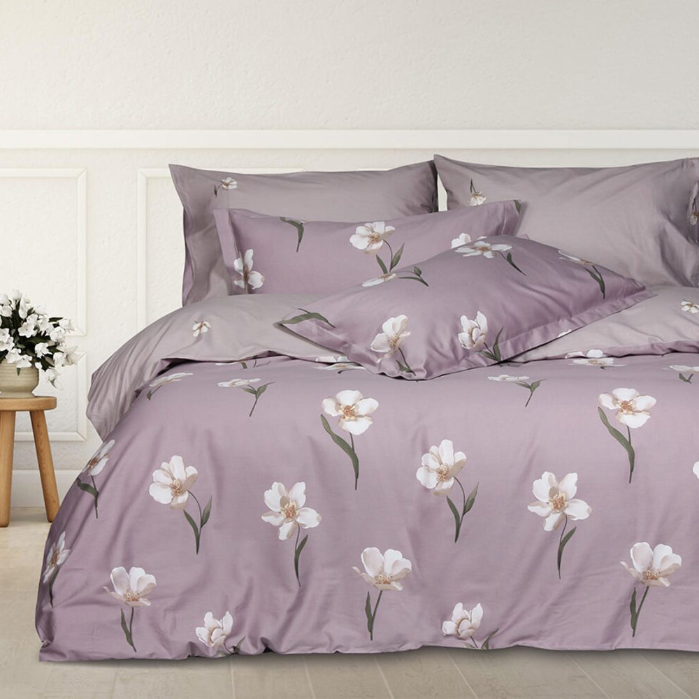 Marie Claire Lumine Collection 100% Printed Cotton (Violet) - Fitted Sheet Set/Bed Set