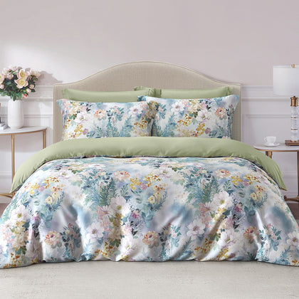MARIE CLAIRE Tencel Printed Fitted Sheet Set - Pastel Botanical