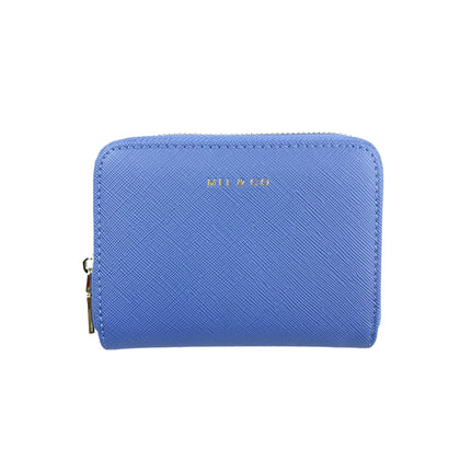 Mel&Co Saffiano-Effect Zip-Around Coin and Card Holder-Baby Blue