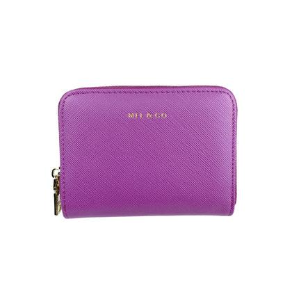 Mel&Co Saffiano-Effect Zip-Around Coin and Card Holder-Lilac