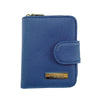 Mel&Co Saffiano Leatherette Key Holder with Gusset Pocket-Blue