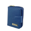 Mel&Co Saffiano Leatherette Key Holder with Gusset Pocket-Blue