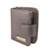 Mel&Co Saffiano Leatherette Key Holder with Gusset Pocket-Gun