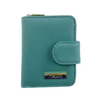 Mel&Co Saffiano Leatherette Key Holder with Gusset Pocket-Sea Green