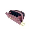 Mel&Co Saffiano Leatherette Double Zipper Pouch with Key Clips-Rose