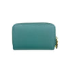 Mel&Co Saffiano Leatherette Double Zipper Pouch with Key Clips-Sea Green