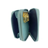 Mel&Co Saffiano Leatherette Double Zipper Pouch with Key Clips-Sea Green