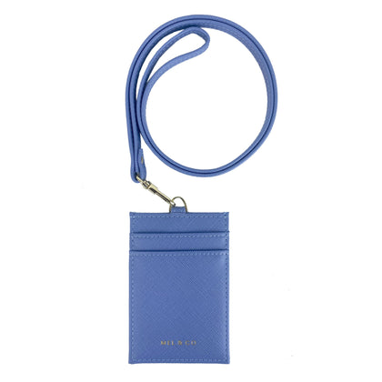 Mel&Co Saffiano-Effect Basic Lanyard Card Holder-Baby Blue