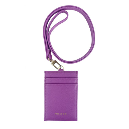 Mel&Co Saffiano-Effect Basic Lanyard Card Holder-Lilac