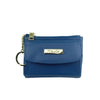 Mel&Co Saffiano Leatherette Front Flap Pocket Pouch with Keyring-Blue