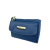 Mel&Co Saffiano Leatherette Front Flap Pocket Pouch with Keyring-Blue