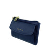 Mel&Co Saffiano-Effect Front Flap Pocket Pouch with Keyring-Navy