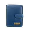 Mel&Co Saffiano Leatherette Bifold Side Zipped Compartment Wallet-Blue