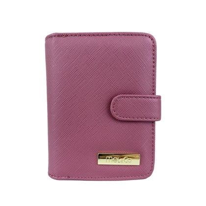 Mel&Co Saffiano Leatherette Bifold Side Zipped Compartment Wallet-Rose