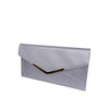 Mel&Co Saffiano Leatherette Envelope Clutch With Chain-Silver