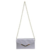 Mel&Co Saffiano Leatherette Envelope Clutch With Chain-Silver