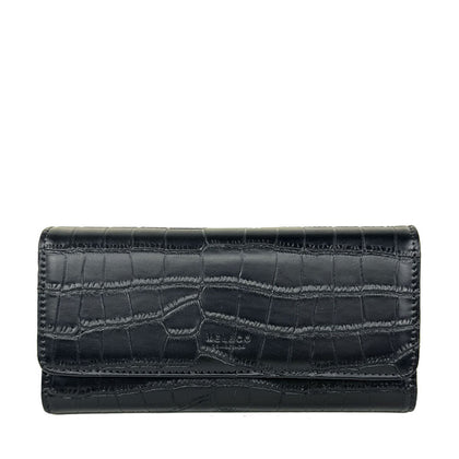 Mel&Co Croco Tri-Fold Long Wallet - Black (MF2001EC)