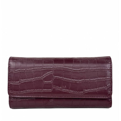 Mel&Co Croco Tri-Fold Long Wallet - Wine (MF2001EC)