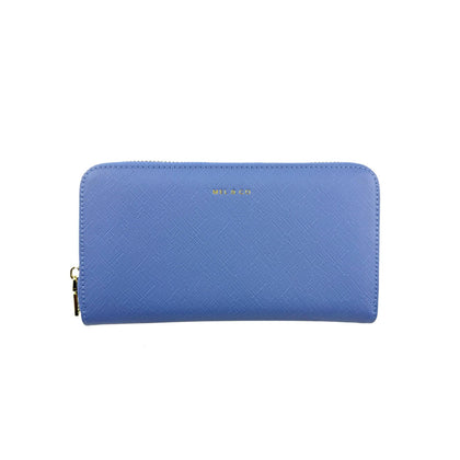 Mel&Co Saffiano-Effect Zip-Around Long Wallet-Baby Blue