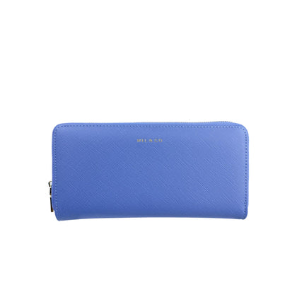 Mel&Co Saffiano-Effect Zip-Around Wallet-Baby Blue