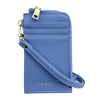 Mel&Co Saffiano-Effect L-Zip Lanyard Card Holder Pouch-Baby Blue