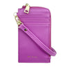 Mel&Co Saffiano-Effect L-Zip Lanyard Card Holder Pouch-Lilac