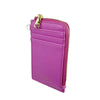 Mel&Co Saffiano-Effect L-Zip Lanyard Card Holder Pouch-Lilac