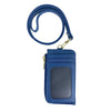 Mel&Co Saffiano Leatherette Zip-Up Lanyard Card Holder Blue