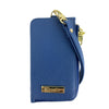 Mel&Co Saffiano Leatherette Zip-Up Lanyard Card Holder Blue