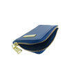 Mel&Co Saffiano Leatherette Zip-Up Lanyard Card Holder Blue