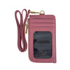 Mel&Co Saffiano Leatherette Zip-Up Lanyard Card Holder-Rose