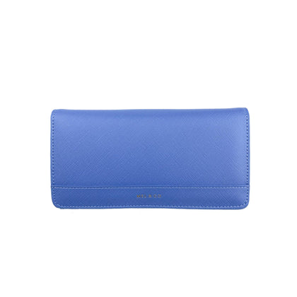 Mel&Co Saffiano-Effect Tri-Fold Flap Large Wallet-Baby Blue