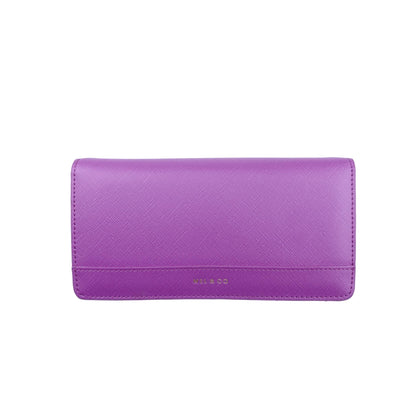 Mel&Co Saffiano-Effect Tri-Fold Flap Large Wallet-Lilac