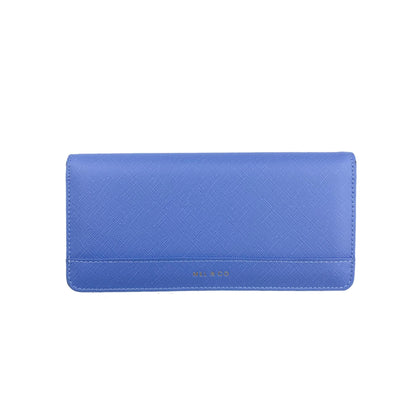 Mel&Co Saffiano-Effect Basic Flap Long Wallet - Baby Blue