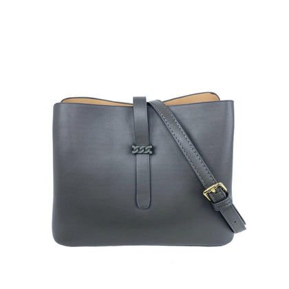 Mel&Co Triple Compartment Sling Bag With Decorative Buckle-Grey