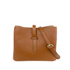 Mel&Co Triple Compartment Sling Bag With Decorative Buckle-Tan