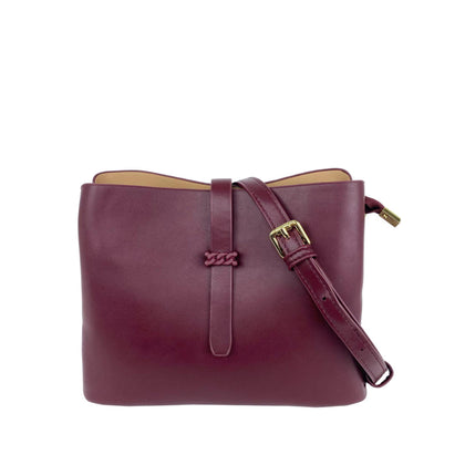 Mel&Co Triple Compartment Sling Bag With Decorative Buckle -Wine