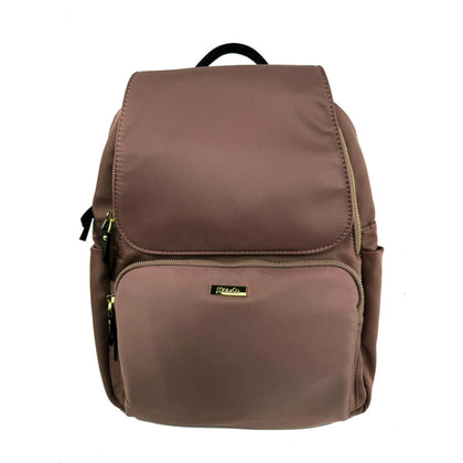 Mel&Co Nylon Casual Backpack With Flap-Brown