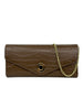 Mel&Co Croc Embossed Clutch Chain Sling Bag - Chestnut