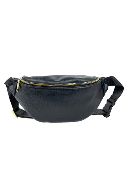 Mel&Co Pebbled Single Compartment Waist Pouch - Black