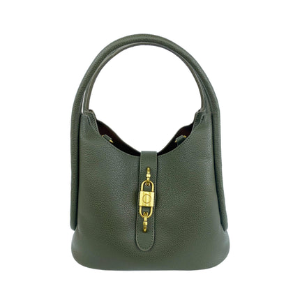 Mel&Co Pebbled Satchel With Decorative Lock-Khaki