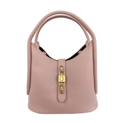 Mel&Co Pebbled Satchel With Decorative Lock-Muted Pink