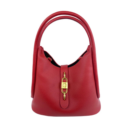 Mel&Co Pebbled Satchel With Decorative Lock-Red