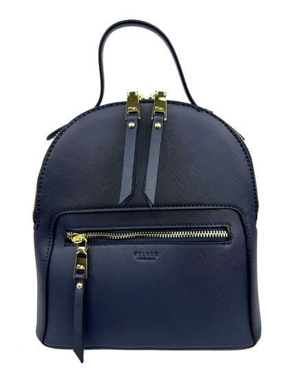 Mel&Co Saffiano Leatherette Round-Top Mini Backpack - Navy