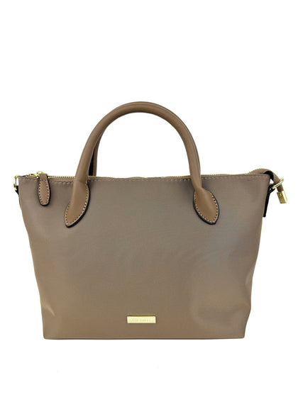 Mel&Co Nylon Satchel Bag With Webbed Strap - Taupe